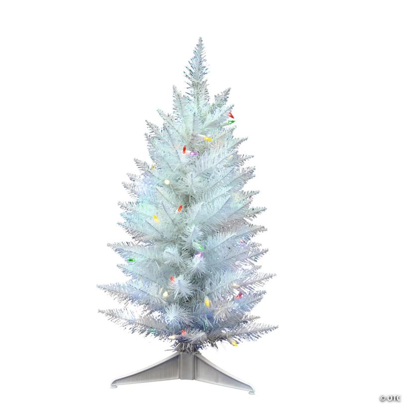 Vickerman 30" Sparkle White Spruce Pencil Christmas Tree with Multi-Colored LED Lights
