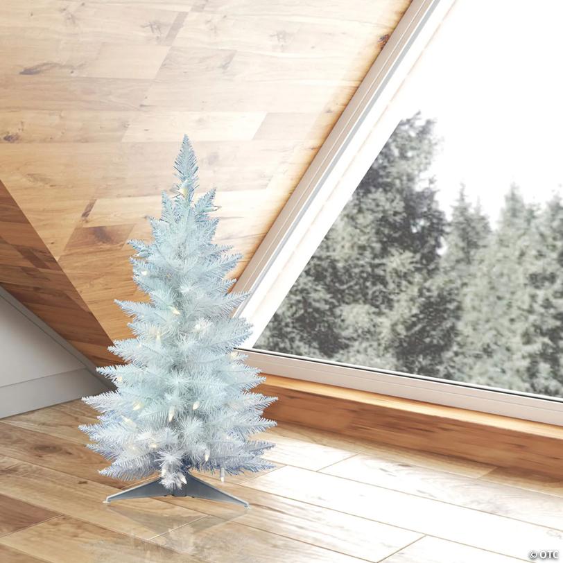 Vickerman 30" Sparkle White Spruce Pencil Christmas Tree with Warm White LED Lights