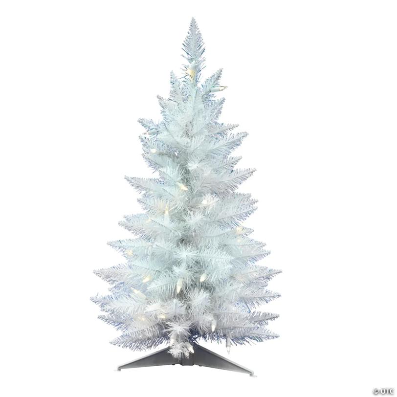 Vickerman 30" Sparkle White Spruce Pencil Christmas Tree with Warm White LED Lights