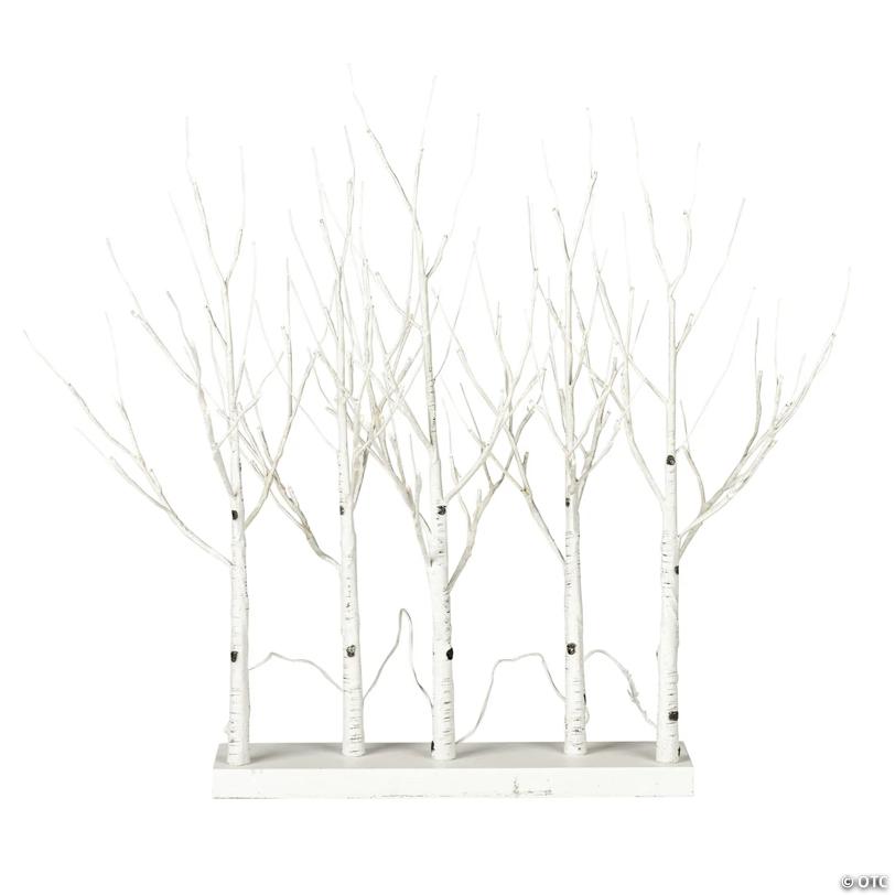 Vickerman 30" White Birch Twig Tree Grove, Warm White 3mm Wide Angle LED lights, 5 Piece Set.