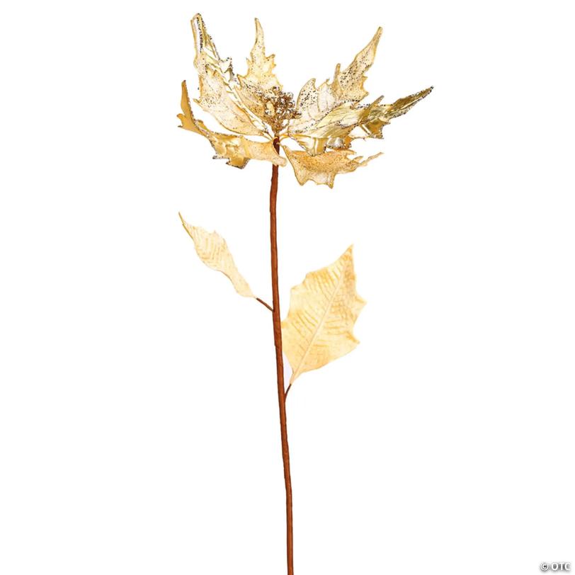 Vickerman 32" Champagne Glitter Poinsetta Artificial Christmas Spray. Includes 2 sprays per pack.
