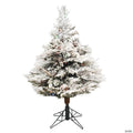Vickerman 3.5' Flocked Alberta Christmas Tree with Multi-Colored LED Lights
