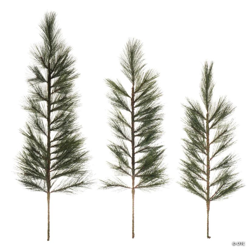 Vickerman 36-42-48" Artificial White Pine Tops 3Pc Set