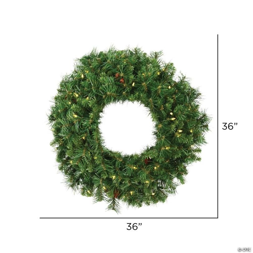 Vickerman 36" Cheyenne Pine Artificial Christmas Wreath, Warm White LED Lights