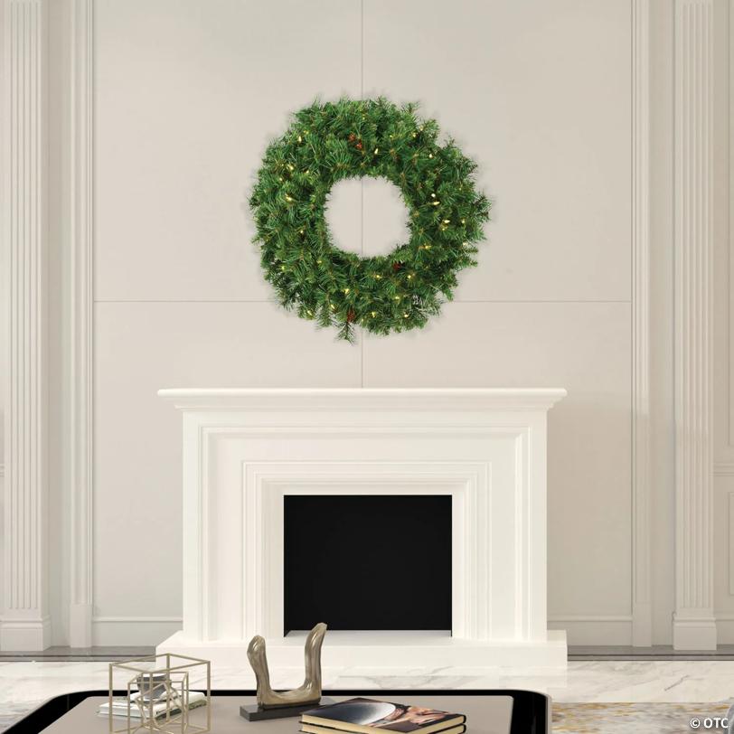 Vickerman 36" Cheyenne Pine Artificial Christmas Wreath, Warm White LED Lights