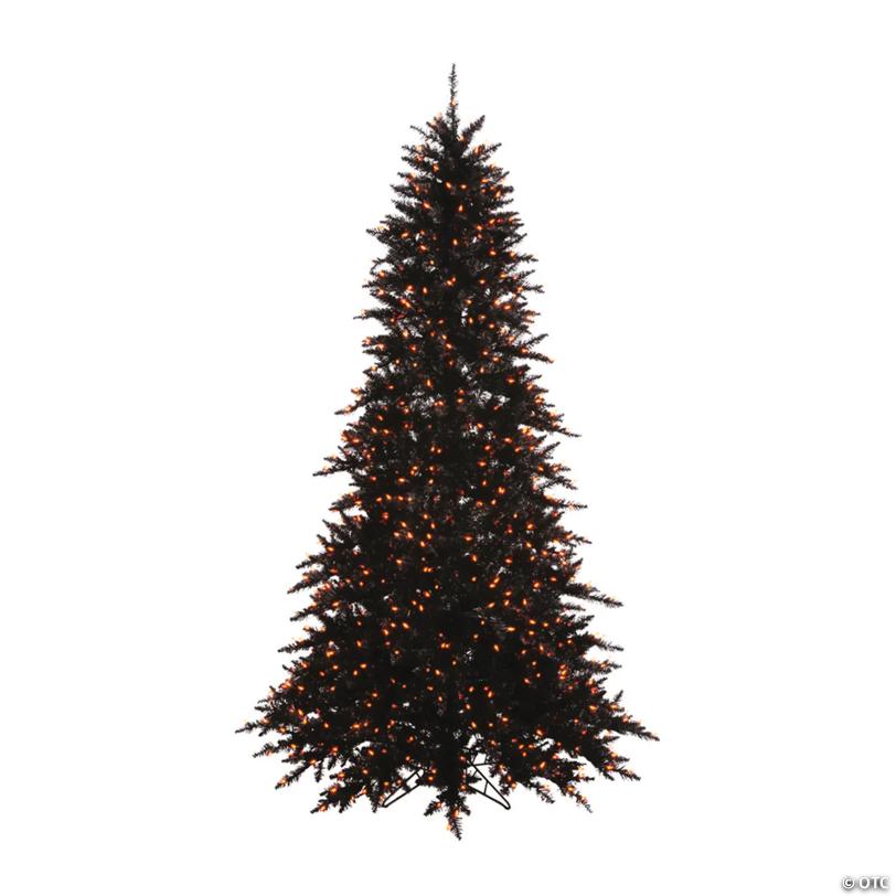 Vickerman 3' Black Fir Slim Christmas Tree with Orange LED Lights