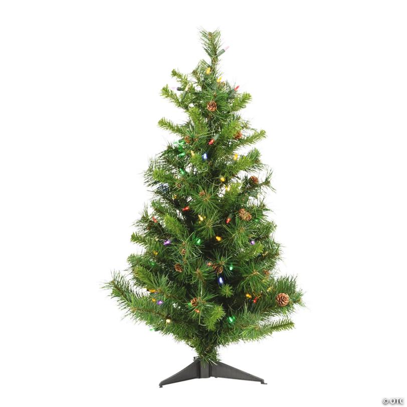 Vickerman 3' Cheyenne Pine Christmas Tree with Multi-Colored LED Lights