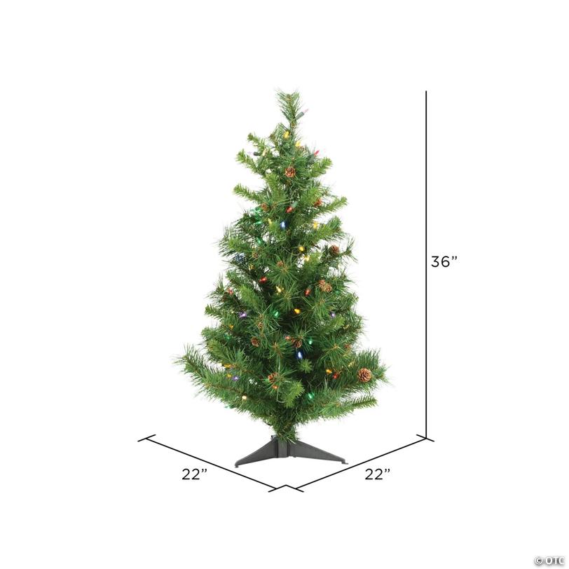 Vickerman 3' Cheyenne Pine Christmas Tree with Multi-Colored LED Lights