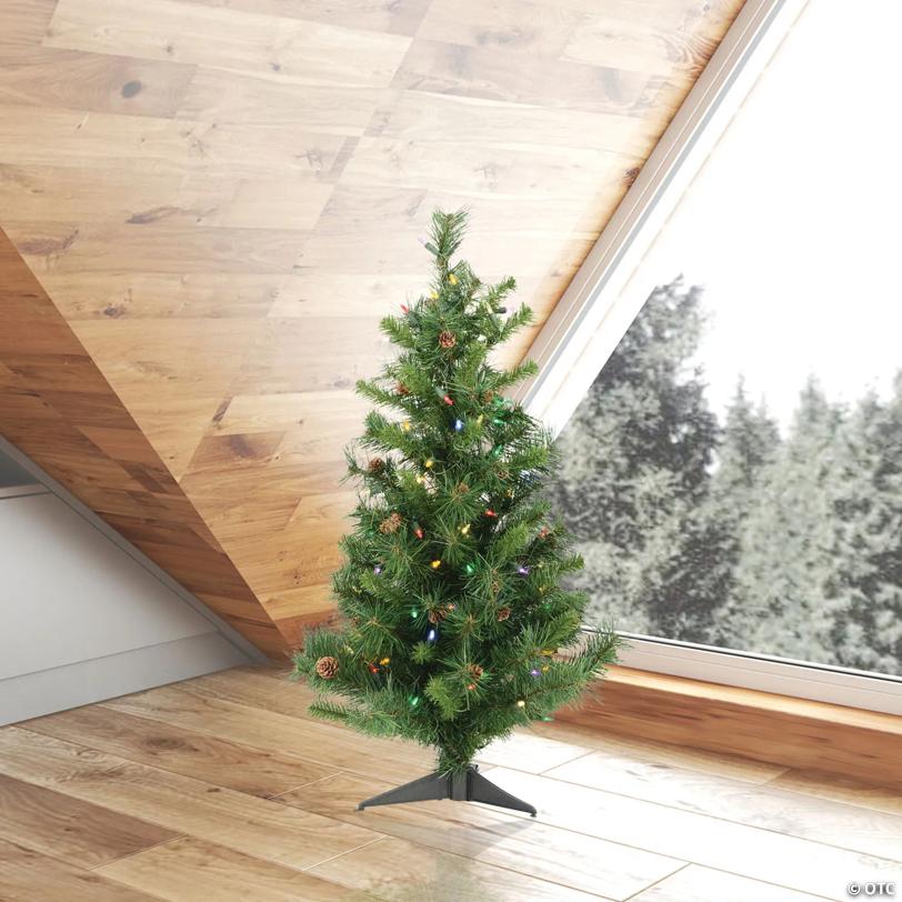 Vickerman 3' Cheyenne Pine Christmas Tree with Multi-Colored LED Lights