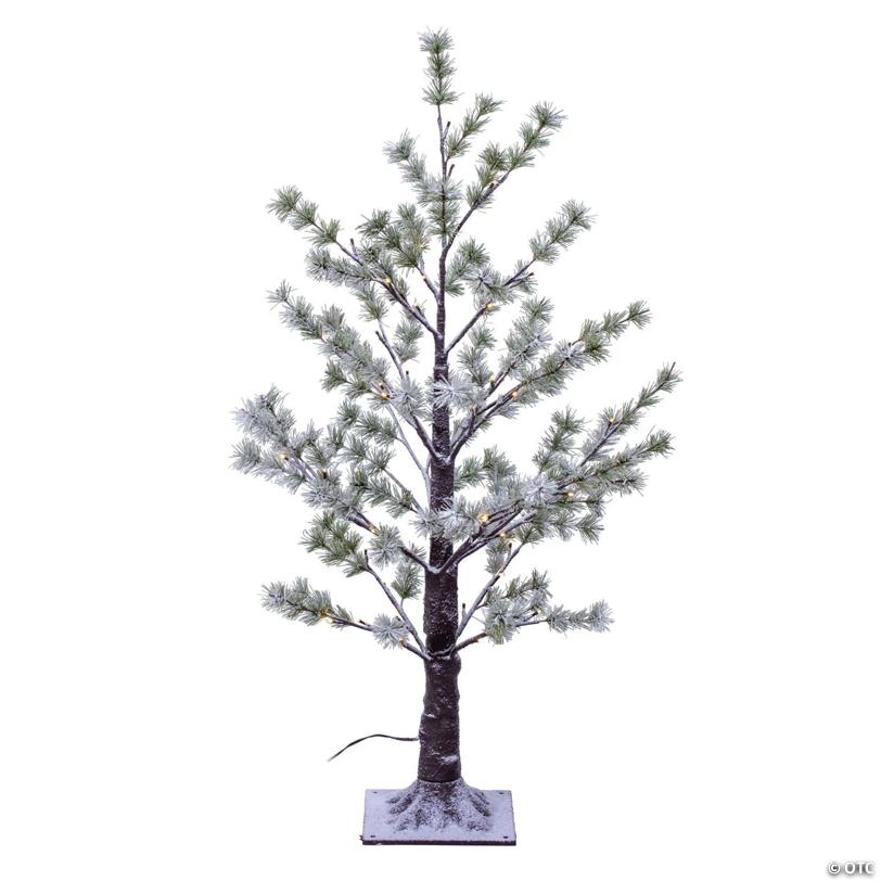 Vickerman 3' Green Frosted Mini Pine Twig Tree, Warm White 3mm Wide Angle LED lights.