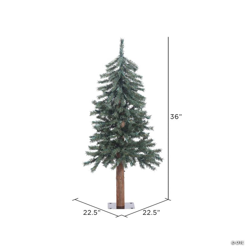 Vickerman 3' Natural Bark Alpine Artificial Christmas Tree, Unlit