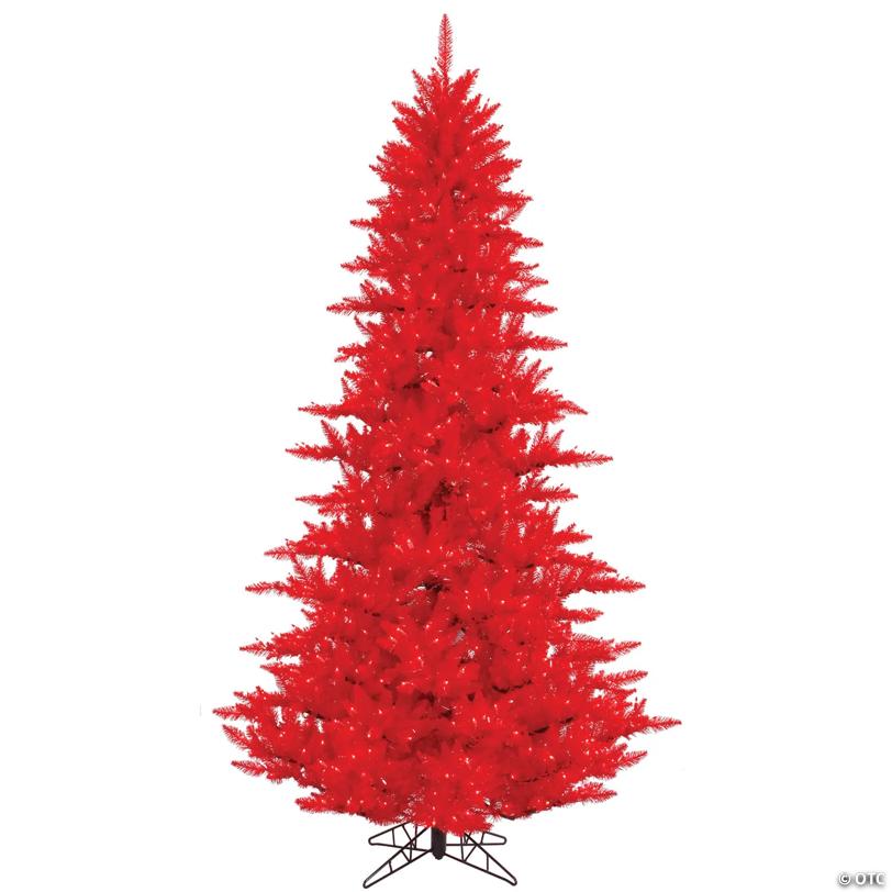Vickerman 3' Red Fir Artificial Christmas Tree, Red Dura-lit LED Lights