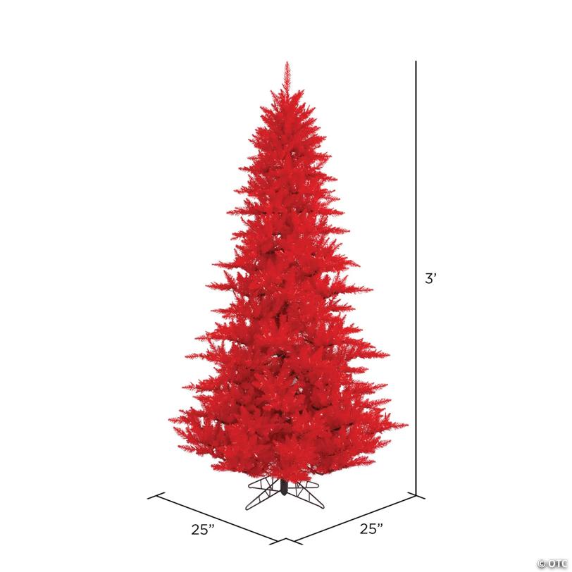 Vickerman 3' Red Fir Artificial Christmas Tree, Unlit