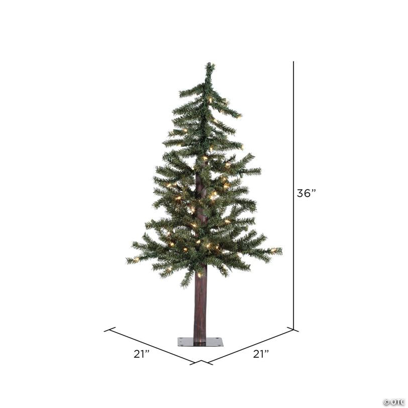 Vickerman 3' x 21" Natural Alpine Tree with Warm White Lights