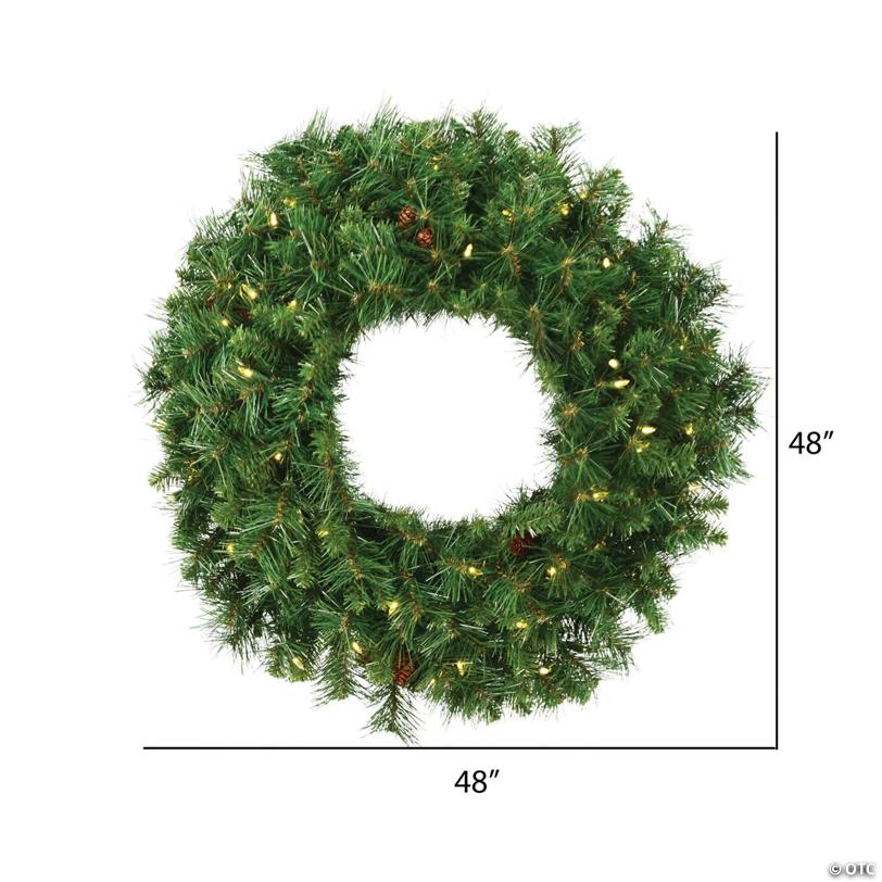 Vickerman 48" Cheyenne Pine Artificial Christmas Wreath, Warm White LED Lights