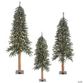 Vickerman 4' 5' 6' Natural Bark Alpine Artificial Christmas Tree Set, Warm White Dura-lit LED Lights