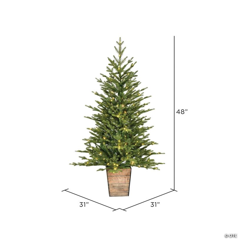 Vickerman 4' Gibson Slim Potted Pine Artificial Christmas Tree, Warm White Dura-lit LED Lights