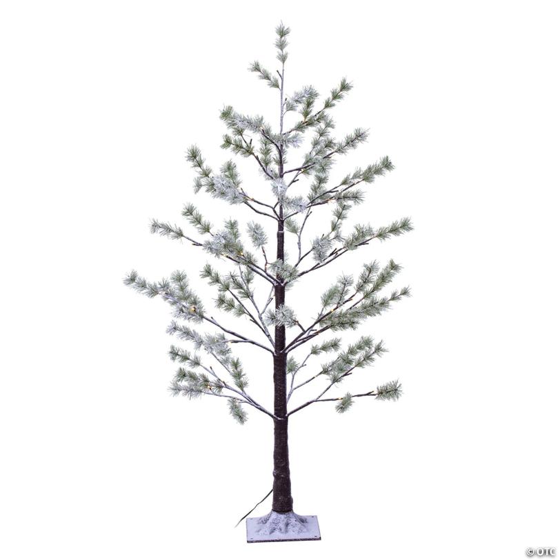 Vickerman 4' Green Frosted Mini Pine Twig Tree, Warm White 3mm Wide Angle LED lights