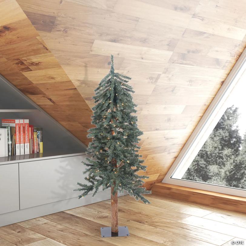 Vickerman 4' Natural Bark Alpine Christmas Tree with LED Lights