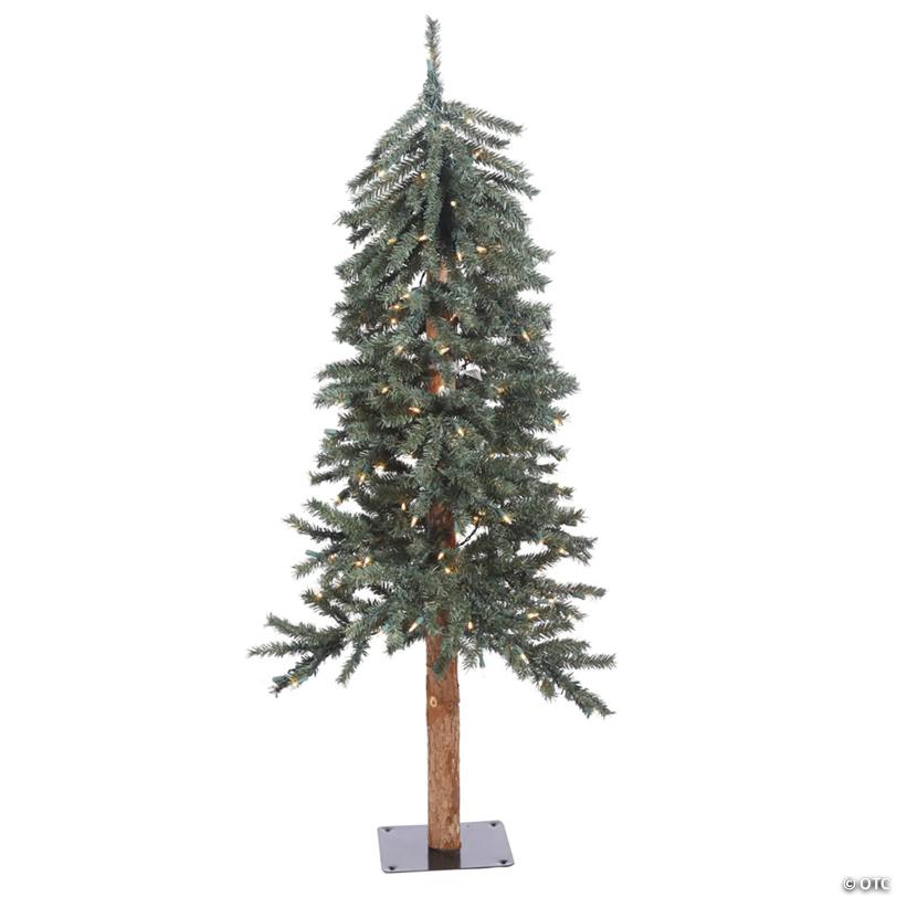 Vickerman 4' Natural Bark Alpine Christmas Tree with LED Lights