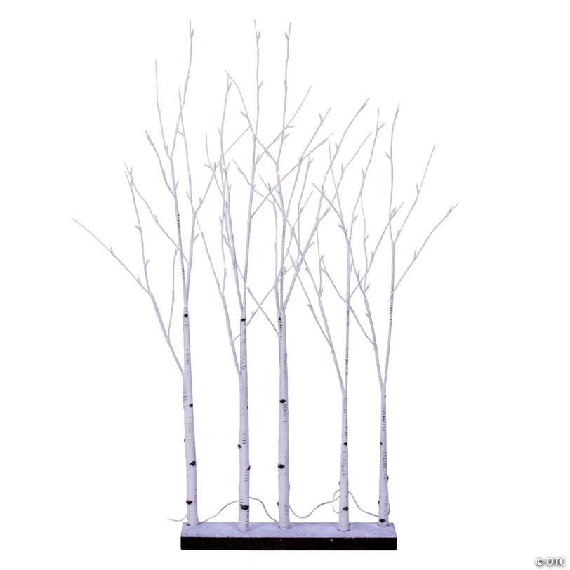 Vickerman 4' White Birch Twig Tree Grove, Warm White 3mm Wide Angle LED lights, 5 Piece Set.
