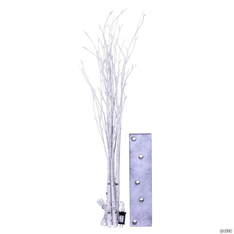 Vickerman 4' White Birch Twig Tree Grove, Warm White 3mm Wide Angle LED lights, 5 Piece Set.