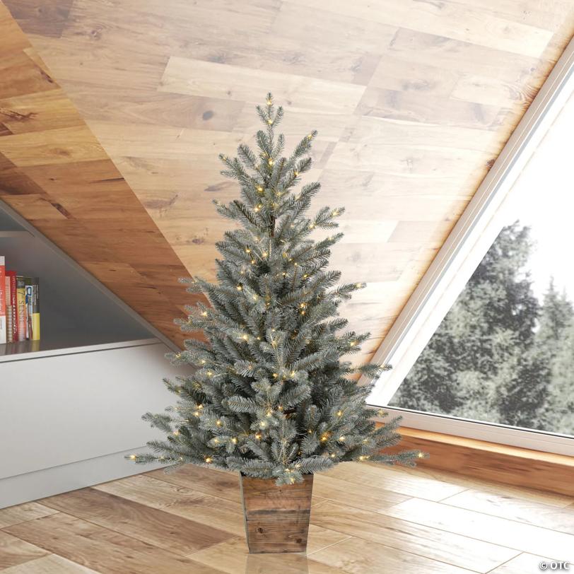 Vickerman 4' x 33" Gooding Potted Pine Tree, Warm White LED Mini Lights