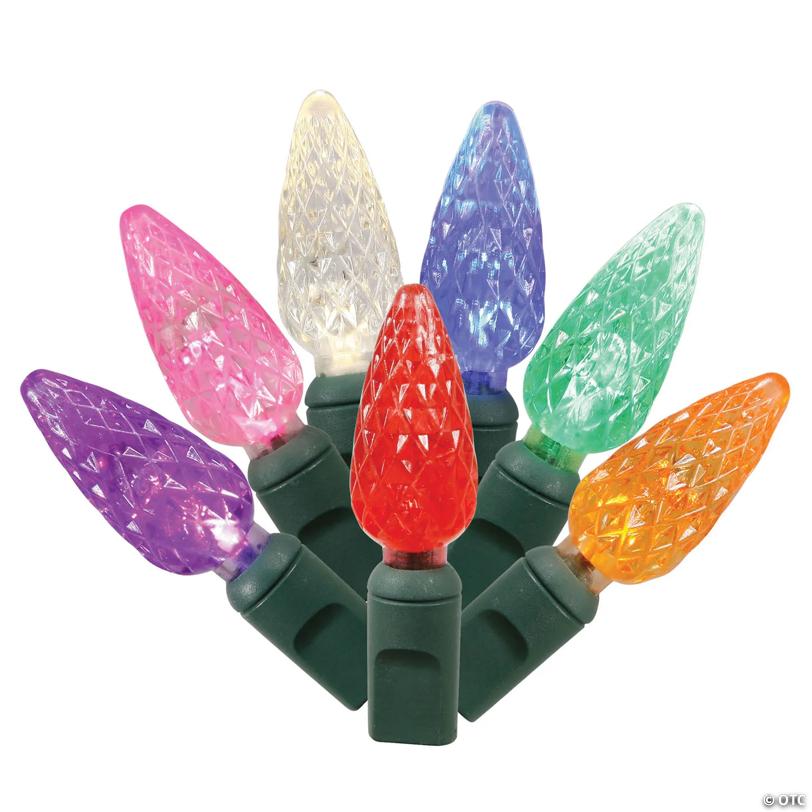 Vickerman 50 Multi-Colored C6 LED Light on Green Wire, 25' Light Strand