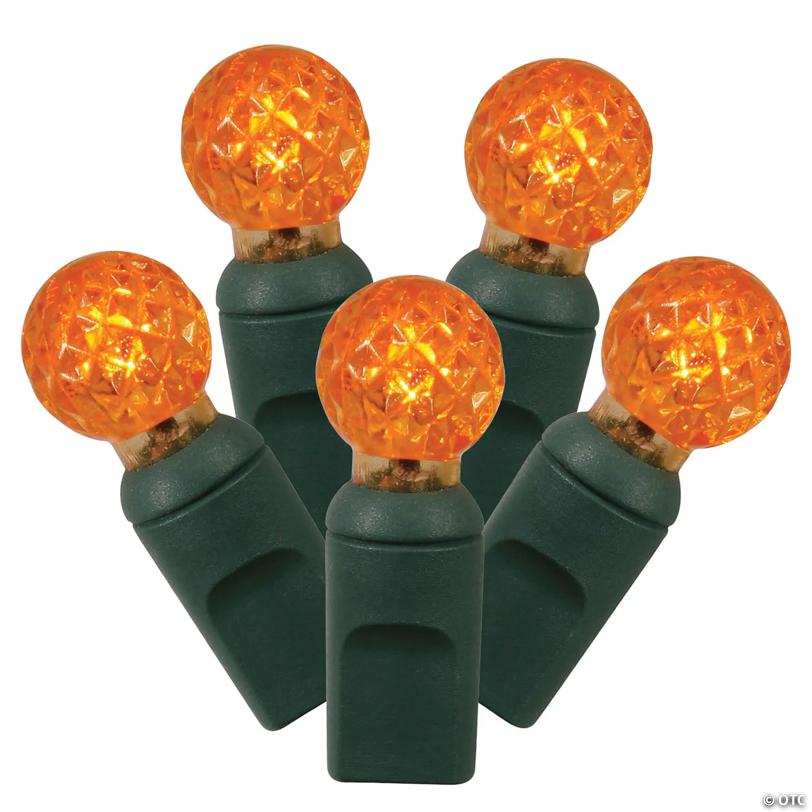 Vickerman 50 Orange G12 LED Light on Green Wire, 25' Light Strand