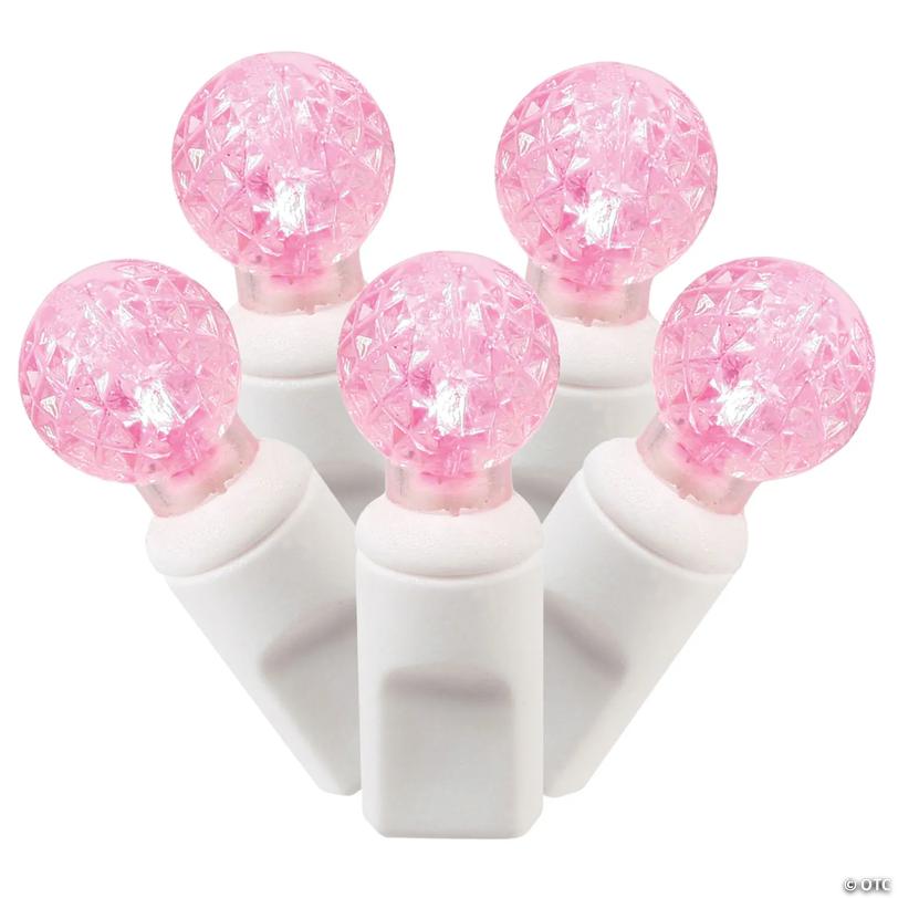 Vickerman 50 Pink G12 LED Light on White Wire, 25' Light Strand