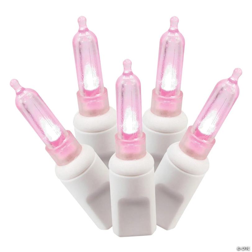 Vickerman 50 Pink Italian LED on White Wire, 25' Light Strand