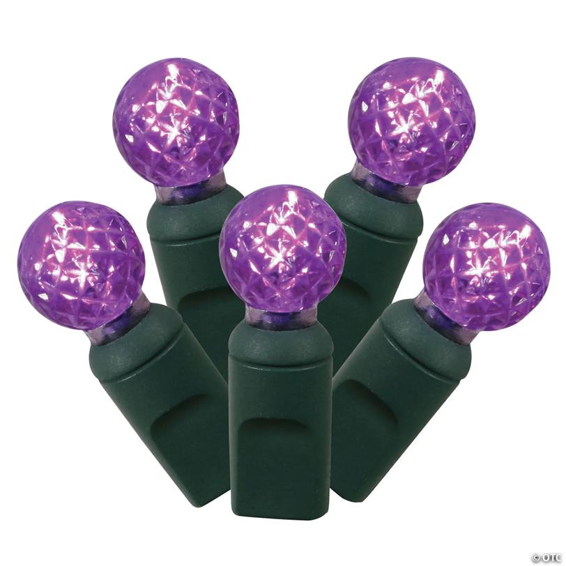 Vickerman 50 Purple G12 LED Light on Green Wire, 25' Light Strand