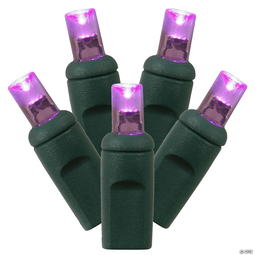 Vickerman 50 Purple Wide Angle LED Light on Green Wire, 25' Christmas Single Mold Light Strand