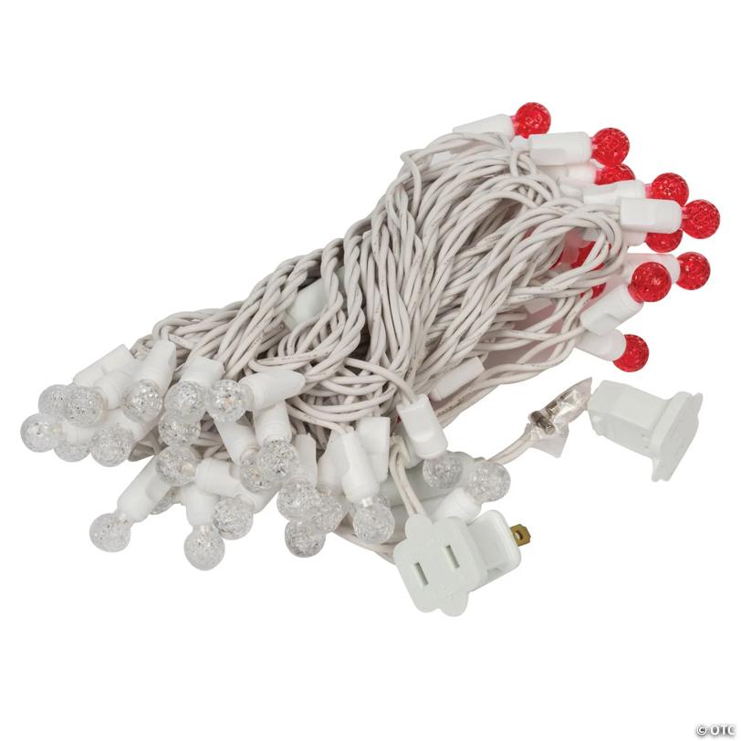 Vickerman 50 Red-Warm White G12 LED Light on White Wire, 25' Light Strand