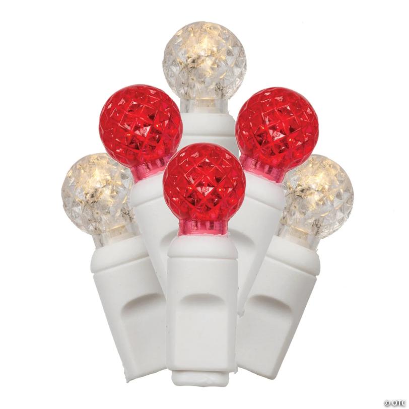 Vickerman 50 Red-Warm White G12 LED Light on White Wire, 25' Light Strand