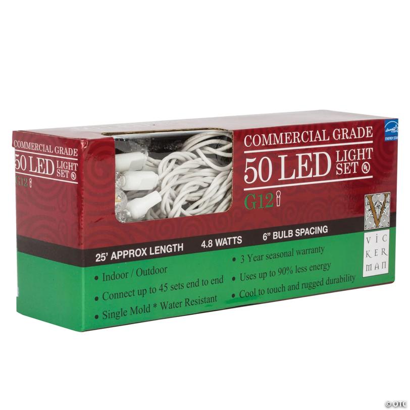 Vickerman 50 Red-Warm White G12 LED Light on White Wire, 25' Light Strand