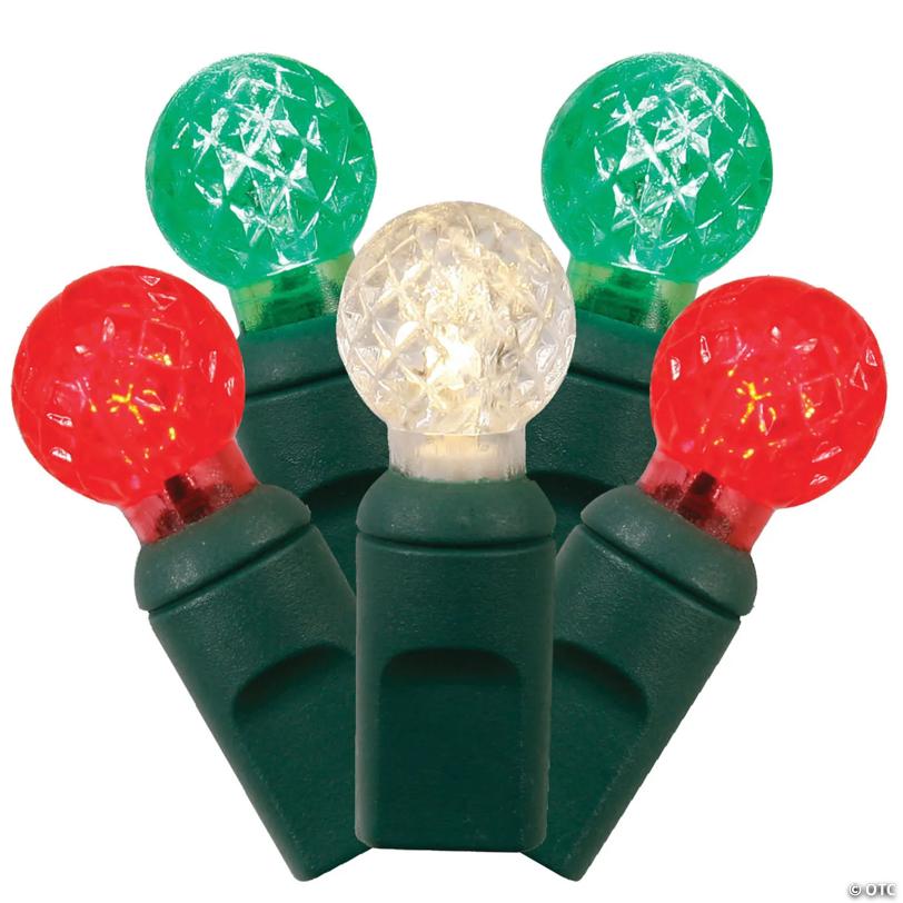 Vickerman 50 Red-White-Green G12 LED Light on Green Wire, 25' Light Strand