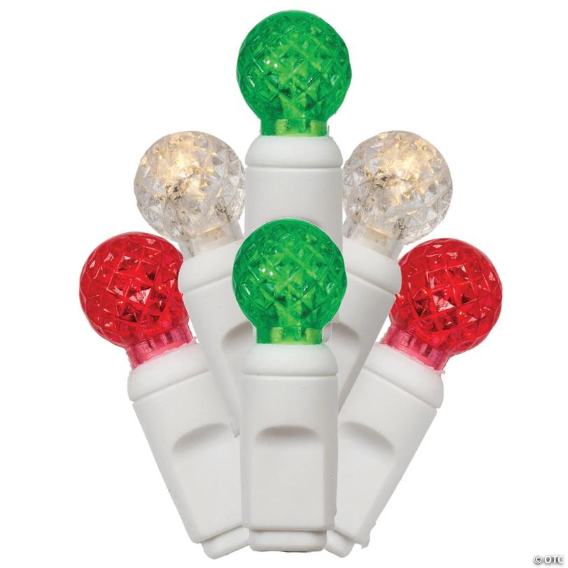 Vickerman 50 Red-White-Green G12 LED Light on White Wire, 25' Light Strand