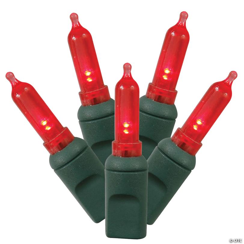 Vickerman 50 Red Italian LED Light on Green Wire, 25' Light Strand