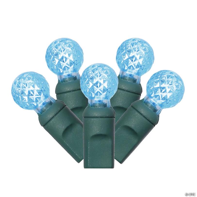 Vickerman 50 Teal G12 LED Light on Green Wire, 25' Light Strand