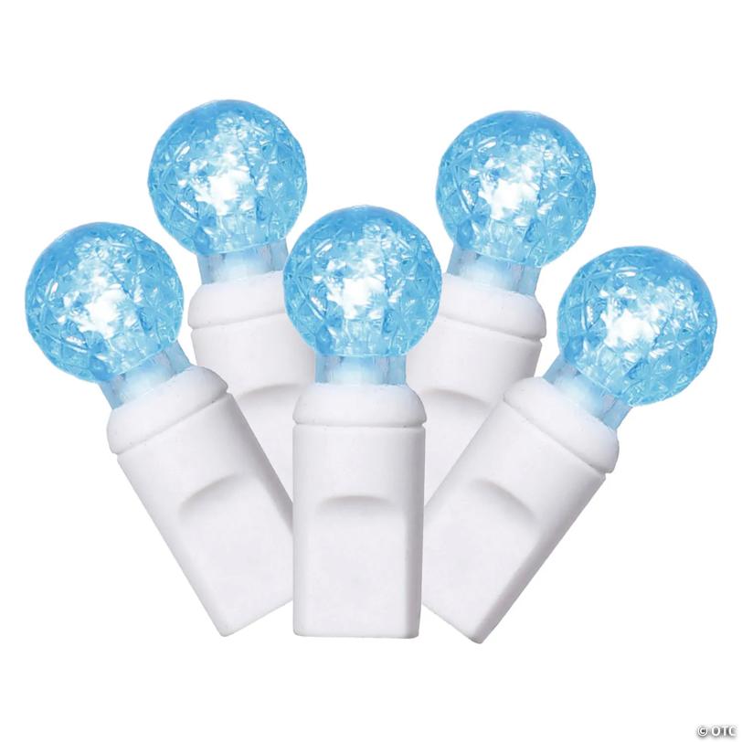 Vickerman 50 Teal G12 LED Light on White Wire, 25' Light Strand
