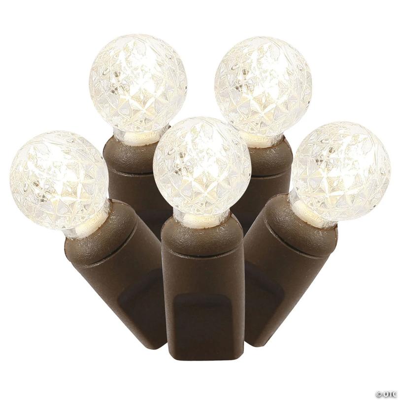 Vickerman 50 Warm White G12 LED Single Mold light on Brown Wire, 25' Light Strand