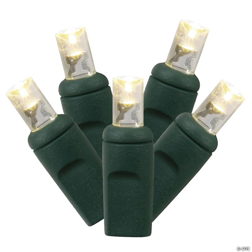 Vickerman 50 Warm White Twinkle Wide Angle LED Light on Green Wire, 34' Light Strand