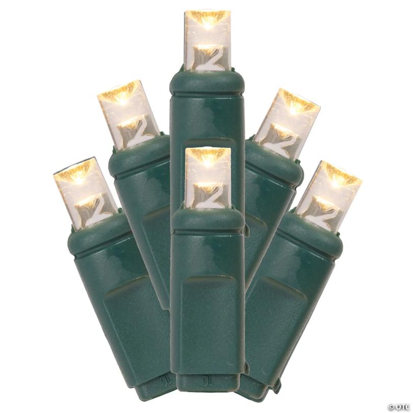 Vickerman 50 Warm White Wide Angle LED Light on Green Wire, 25' Christmas Single Mold Light Strand