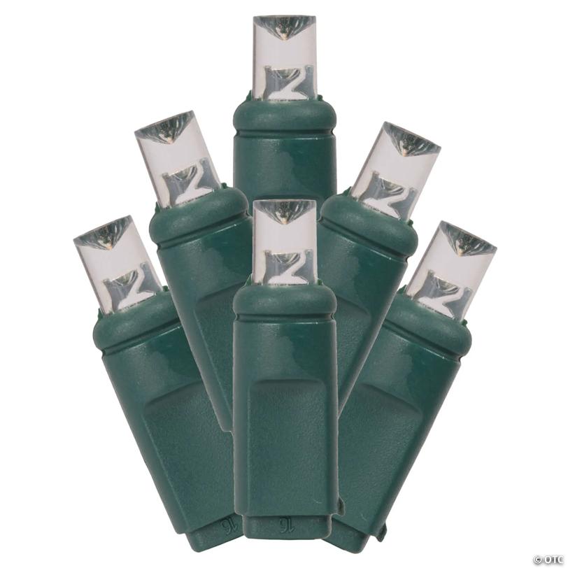 Vickerman 50 Warm White Wide Angle LED Light on Green Wire, 25' Christmas Single Mold Light Strand