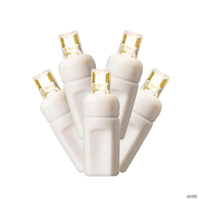 Vickerman 50 Warm White Wide Angle LED Light on White Wire, 25' Christmas Single Mold Light Strand