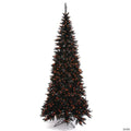 Vickerman 5.5' Black Fir Slim Artificial Christmas Tree, Orange  Dura-lit LED Lights