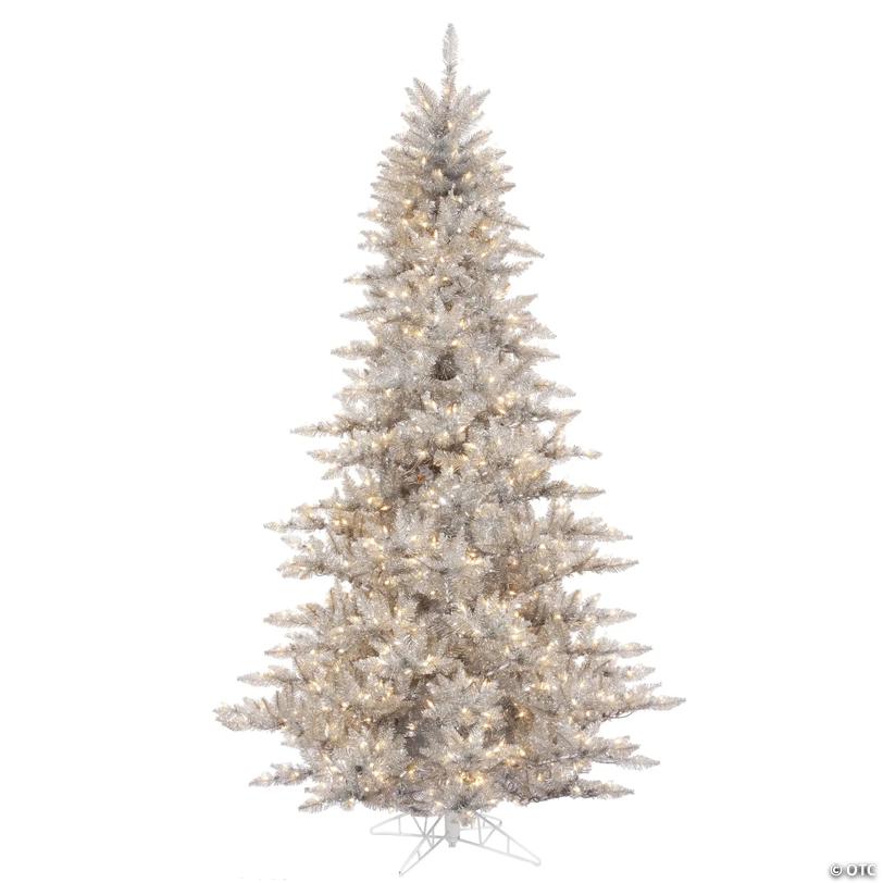 Vickerman 5.5' Silver Tinsel Fir Artificial Christmas Tree, Warm White Dura-lit LED Lights