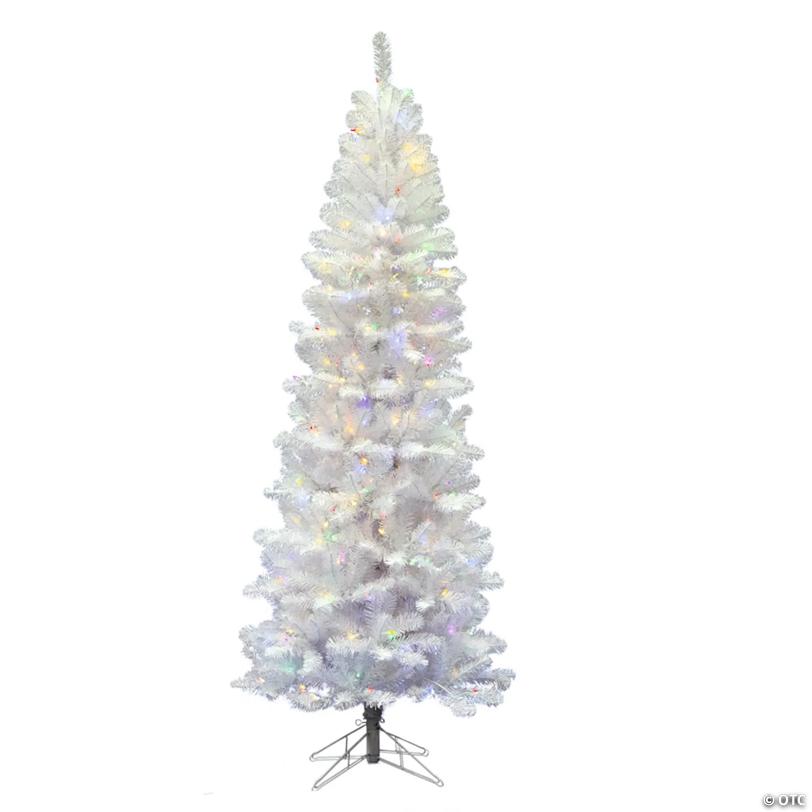 Vickerman 5.5' White Salem Pencil Pine Christmas Tree with Multi-Colored LED Lights