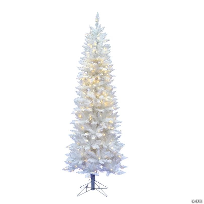 Vickerman 5' Sparkle White Spruce Pencil Christmas Tree with LED Lights